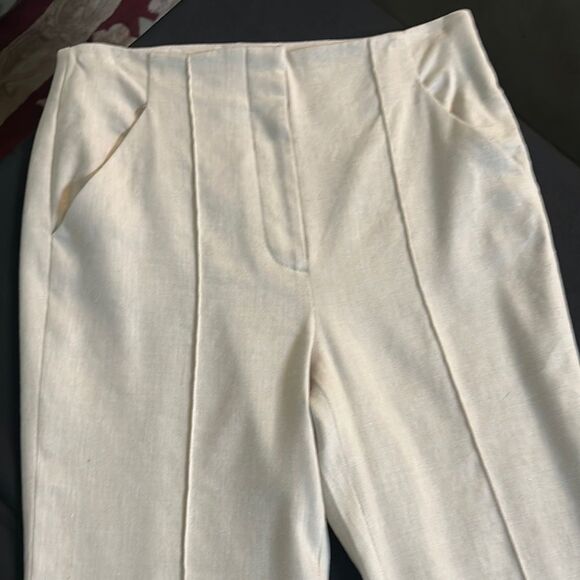 Veronica Beard Elegant Cream Linen Pants Size 6 - Picture 2 of 10